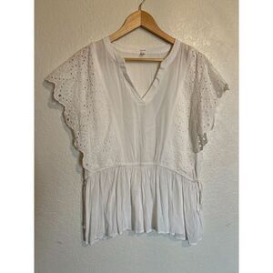 Maurice's White Boho Eyelet Top - Medium